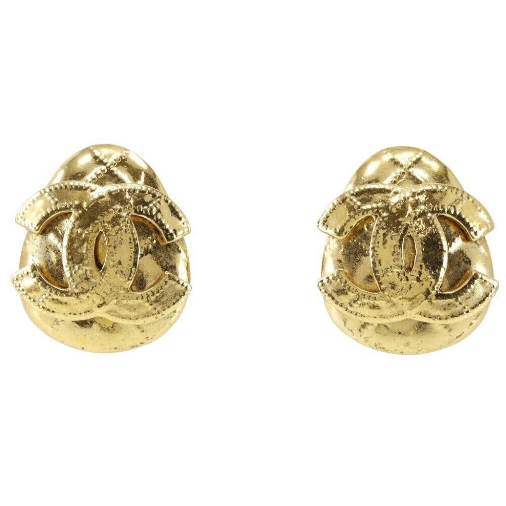 CHANEL COCO Mark Earring vintage Plated Gold 25.6g Women